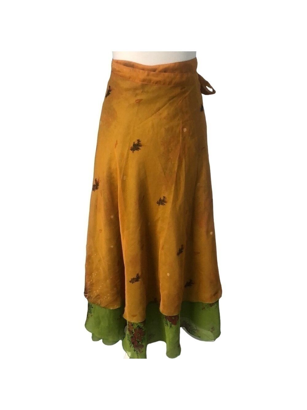 My Choice Flowy Boho Gypsy Double Layered Wrap Skirt One Size Fits Most - Picture 2 of 13